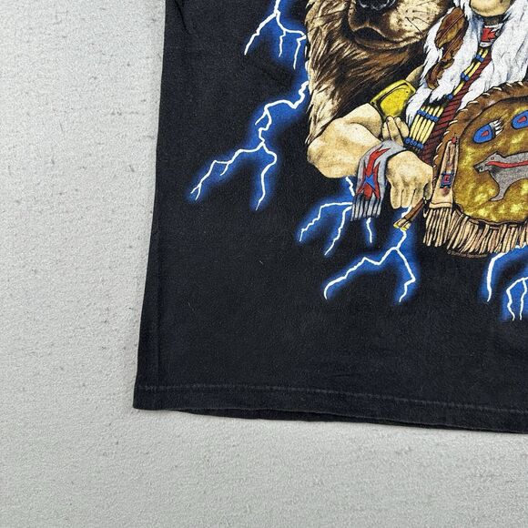 Vintage American Thunder Shirt‎ Large Native American Wolf AOP Short Sleeve - Picture 10 of 16